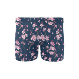 Pink sakura cherry blossom blue background Men's Swimming Trunks