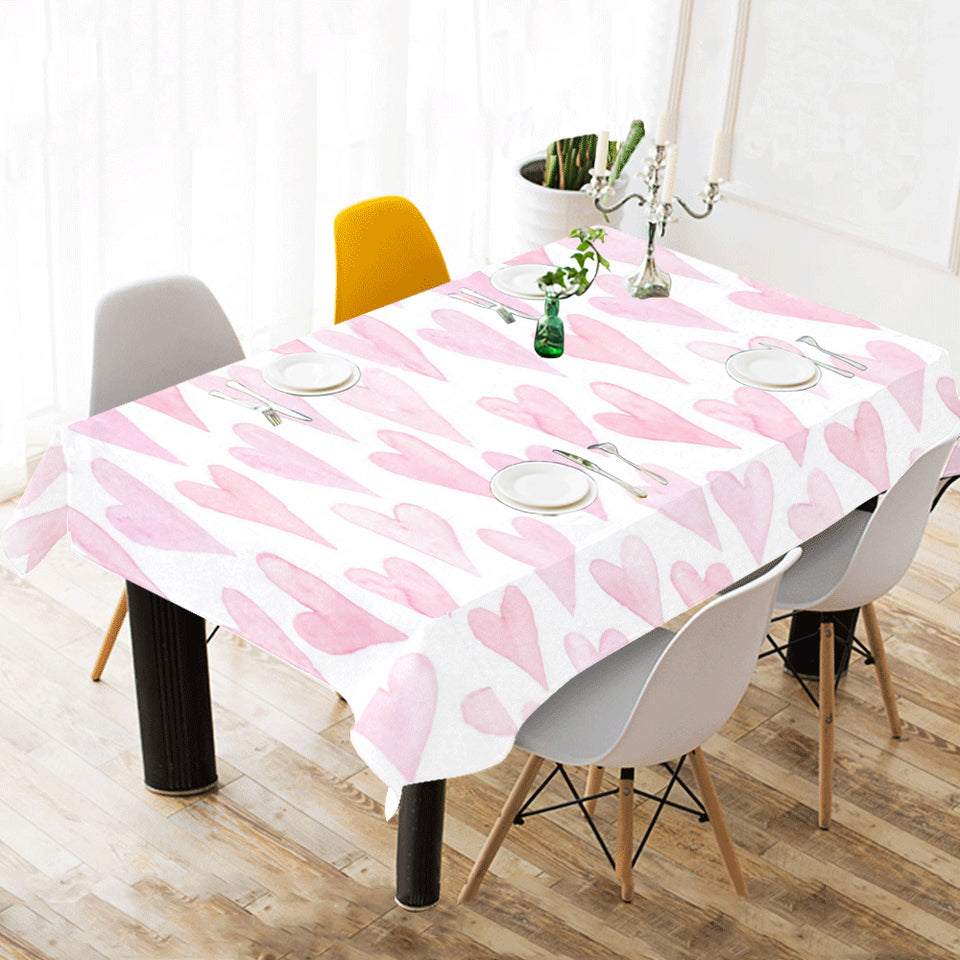 Watercolor pink heart pattern Tablecloth