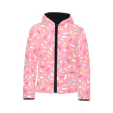 Pink donut glaze candy pattern Kids' Boys' Girls' Padded Hooded Jacket