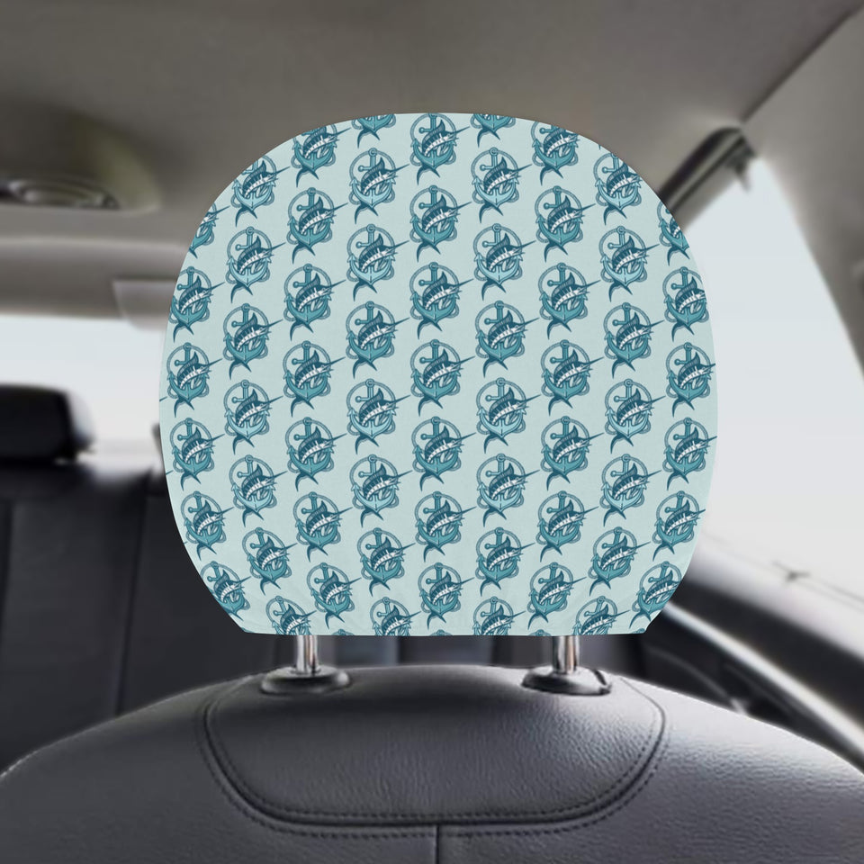 Swordfish Pattern Print Design 05 Car Headrest Cover