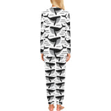 Black whale pattern Women's All Over Print Pajama Set