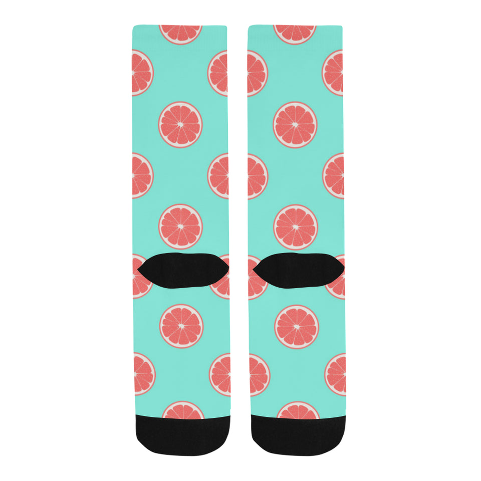 Grapefruit green background Crew Socks