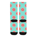 Grapefruit green background Crew Socks