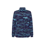 Shark pattern Women's Long Sleeve Polo Shirt