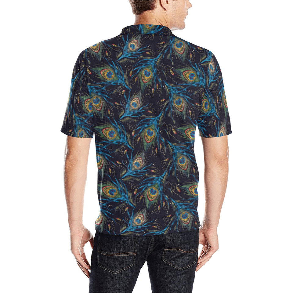 Beautiful peacock feather pattern Men's All Over Print Polo Shirt