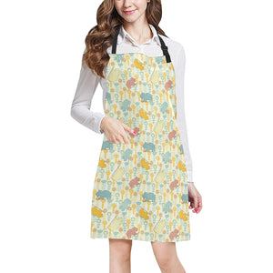 Hippopotamus Pattern Print Design 04 All Over Print Adjustable Apron