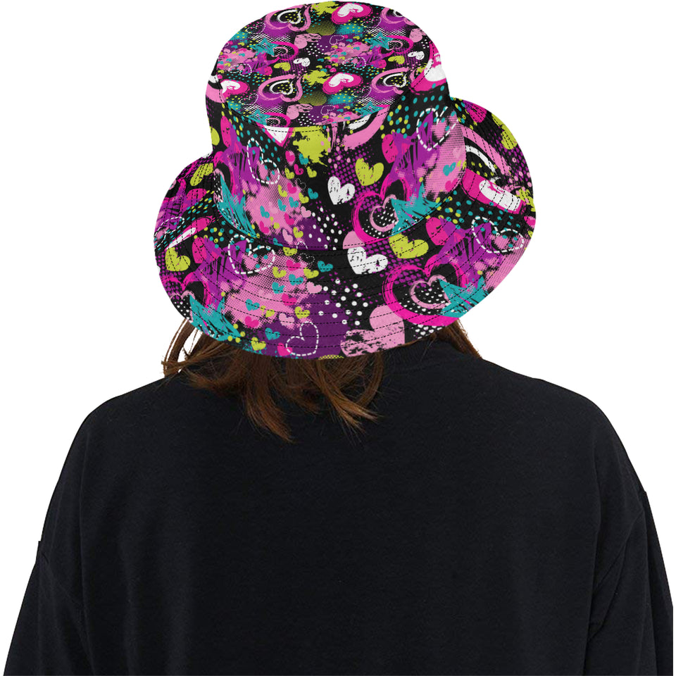 heart dot wave star creative design pattern Unisex Bucket Hat