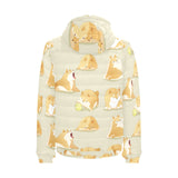 Cute fat shiba inu dog pattern Men's Padded Hooded Jacket