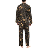 Gold peacock feather pattern Men's Long Pajama Set