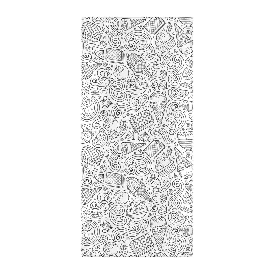 Cartoon hand drawn ice cream black white Beach Towel