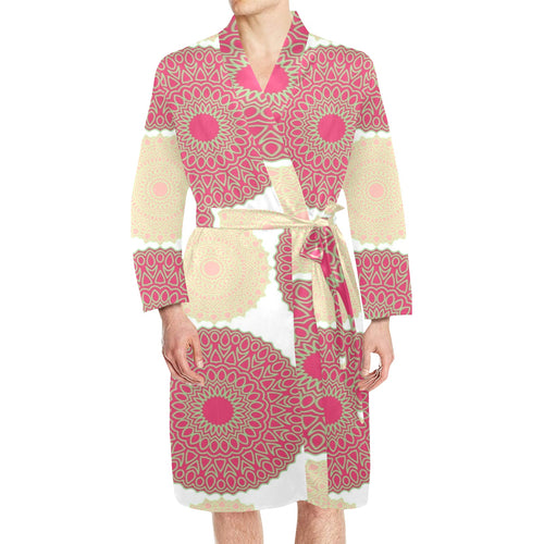 Circle indian pattern Men's Long Sleeve Belted Night Robe