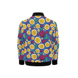 Passion fruit blue background Kids' Boys' Girls' Bomber Jacket