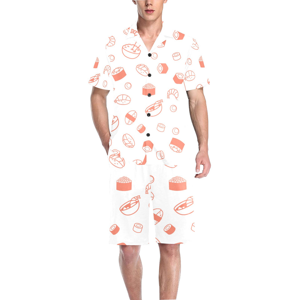 Sushi pattern Men's V-Neck Short Pajama Set