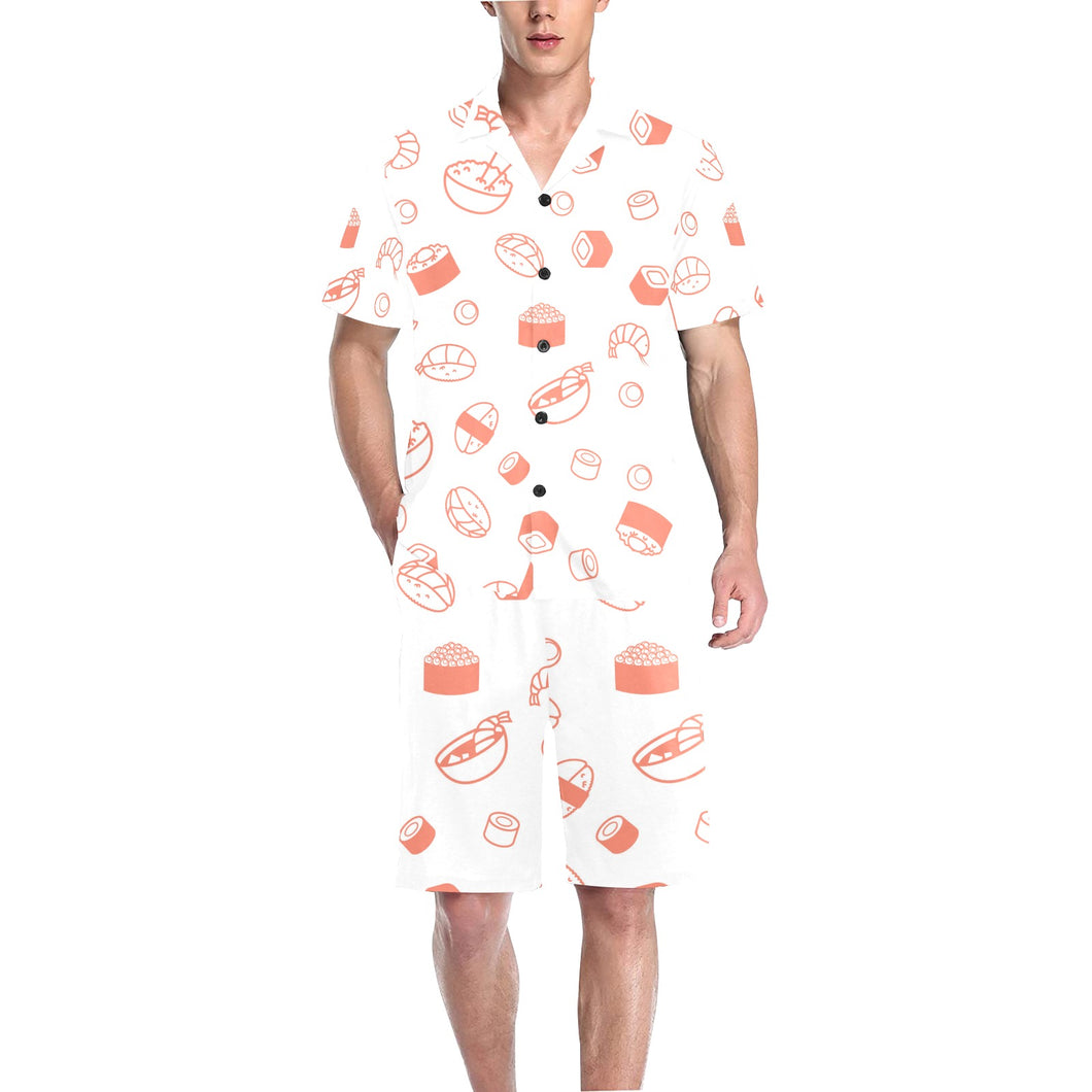 Sushi pattern Men's V-Neck Short Pajama Set