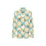Bee honeycomb pattern Women's Long Sleeve Polo Shirt