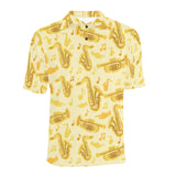 Saxophone cornet pattern yellow background Men's All Over Print Polo Shirt