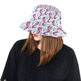 Purple seahorse blue coral pattern Unisex Bucket Hat