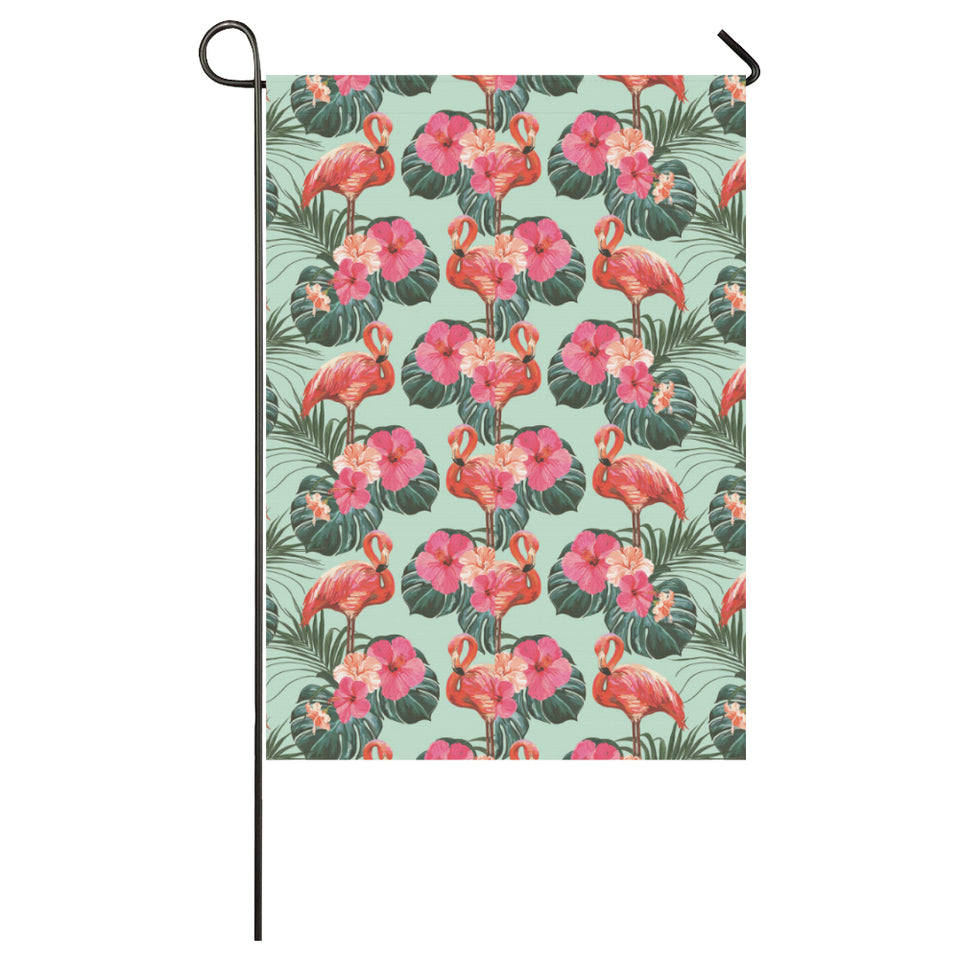 Beautiful flamingo tropical palm leaves hibiscus p House Flag Garden Flag