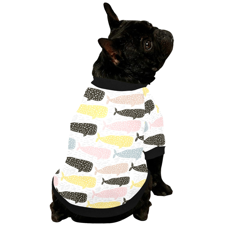Whale dot pattern All Over Print Pet Dog Round Neck Fuzzy Shirt