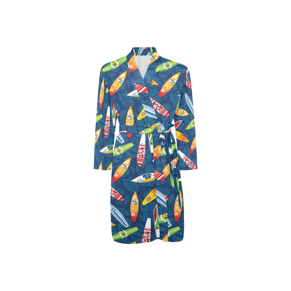 Surfboard Pattern Print Design 01 Men's Long Sleeve Belted Night Robe