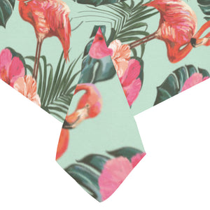 Beautiful flamingo tropical palm leaves hibiscus p Tablecloth