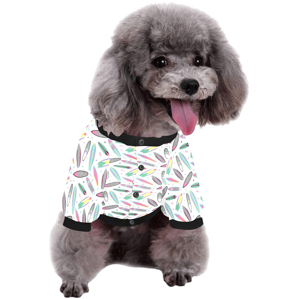 Surfboard Pattern Print Design 04 All Over Print Pet Dog Round Neck Fuzzy Shirt