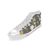 Beautiful gold autumn maple leaf pattern Men's High Top Canvas Shoes White