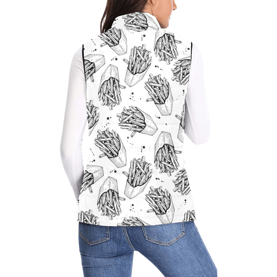 Hand drawn french fries pattern Women's Padded Vest