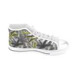 Hand drawn dragonfly pattern Men's High Top Canvas Shoes White