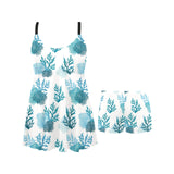 Coral Reef Pattern Print Design 04 Chest Sexy Pleated Two Piece Swim Dress