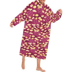 Popcorn Pattern Print Design 02 Blanket Robe with Sleeves