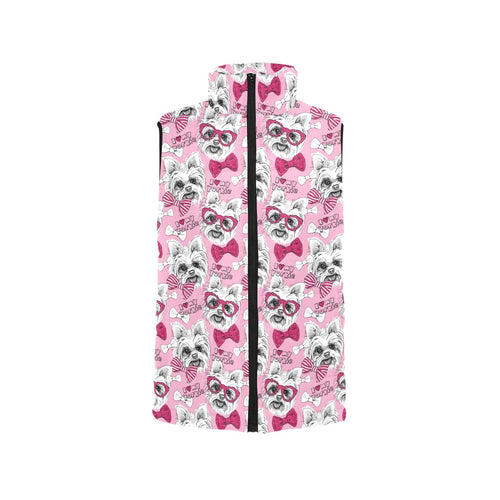 Yorkshire Terrier Pattern Print Design 03 Women's Padded Vest