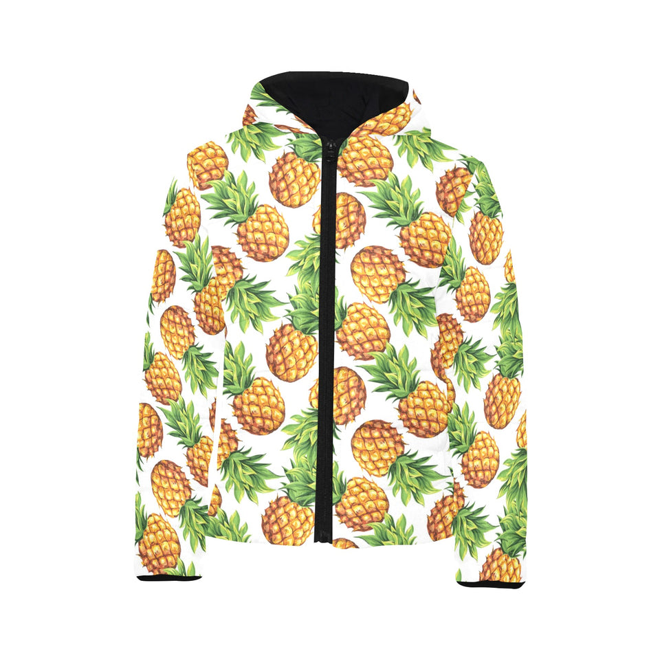 Pineapples design pattern Kids' Boys' Girls' Padded Hooded Jacket