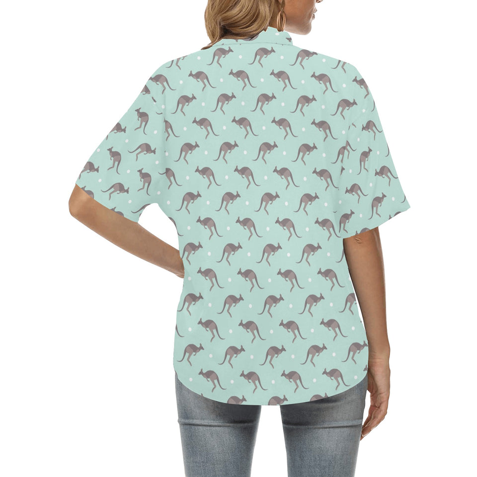Kangaroo pattern background Women's All Over Print Hawaiian Shirt