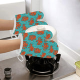 Octopus turquoise background Heat Resistant Oven Mitts