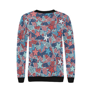 Hand drawn colorful starfish Women's Crew Neck Sweatshirt