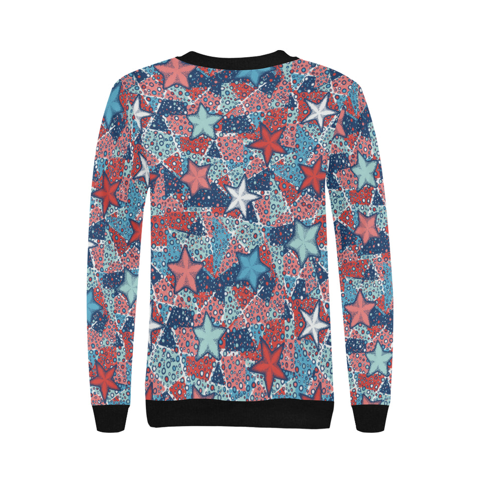 Hand drawn colorful starfish Women's Crew Neck Sweatshirt