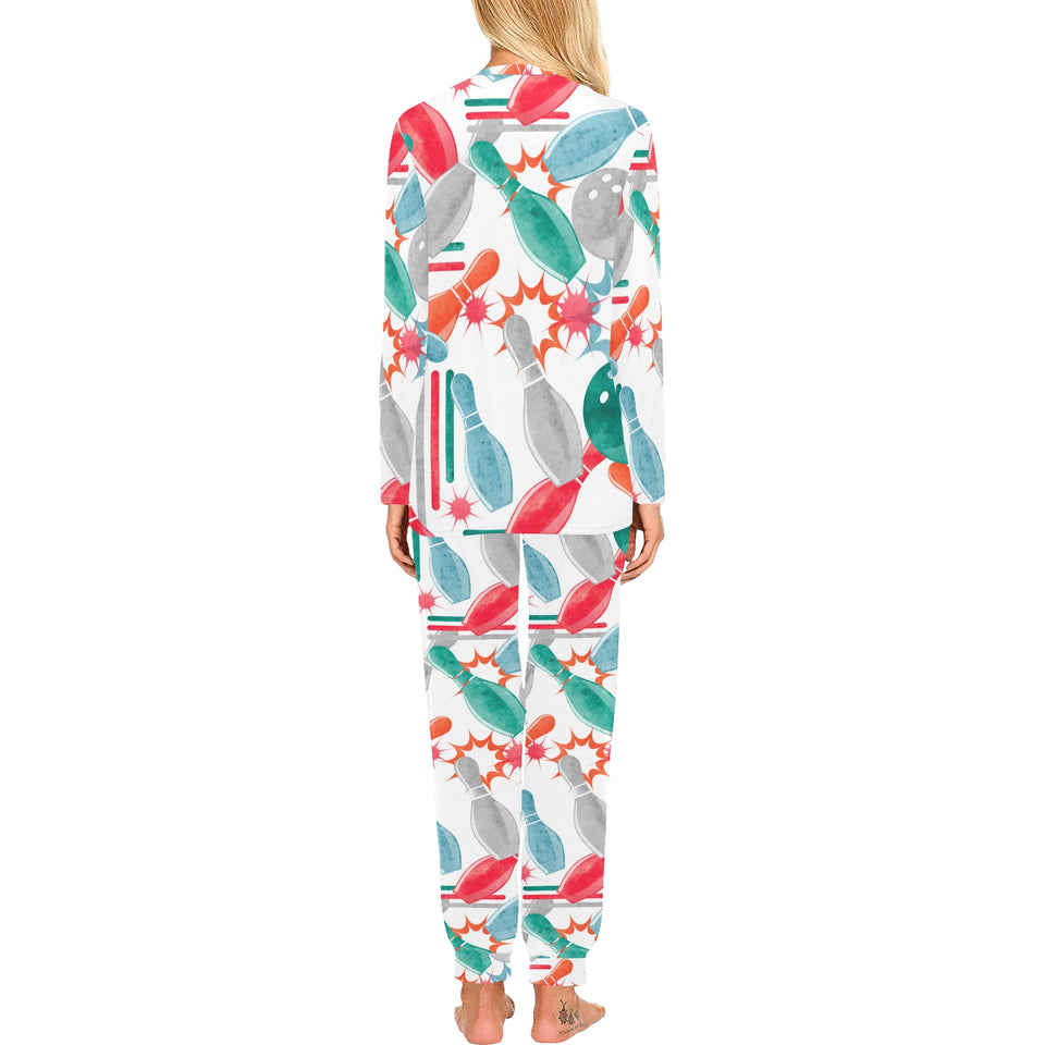 Watercolor bowling pattern Women's All Over Print Pajama Set