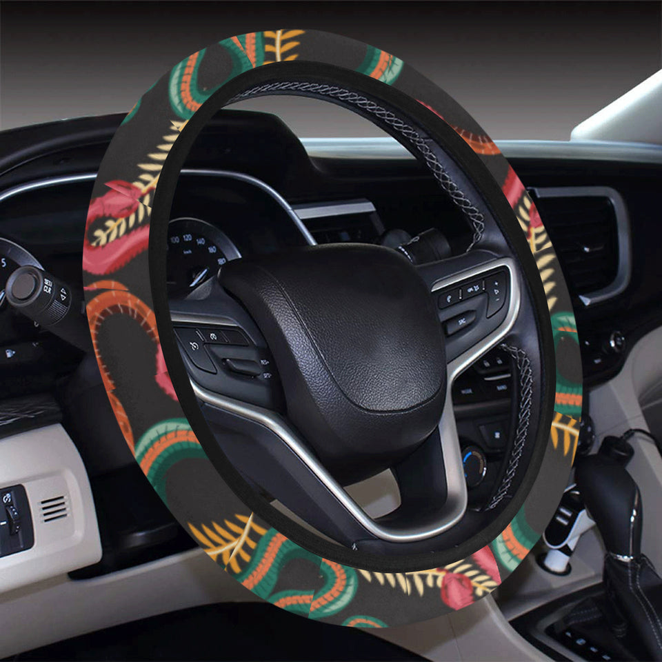 Colorful snake plant pattern Car Steering Wheel Cover