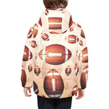 American football ball design pattern Kids' Boys' Girls' Padded Hooded Jacket