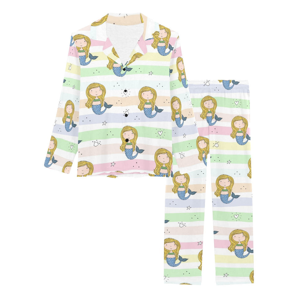 Cute hand drawn mermaid Women's Long Pajama Set