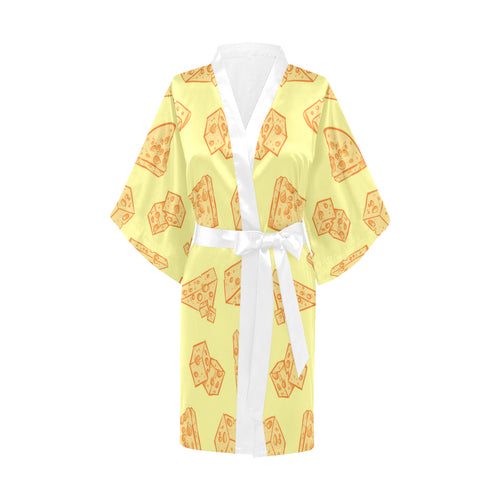 Cheese design pattern Women's Short Kimono Robe