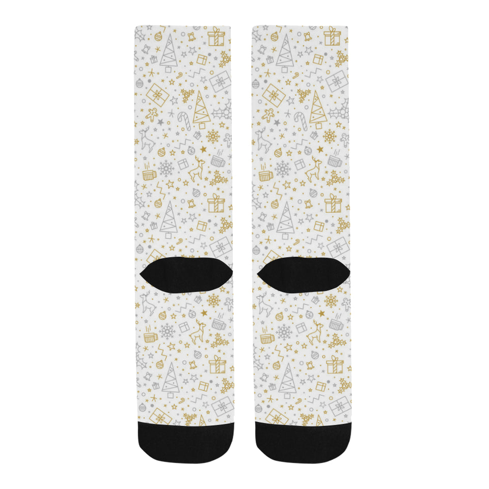 Christmas tree Christmas element Silver gold patte Crew Socks