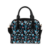Skull flower roses leave pattern Shoulder Handbag