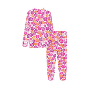 Hibiscus Pattern Print Design 01 Kids' Boys' Girls' All Over Print Pajama Set