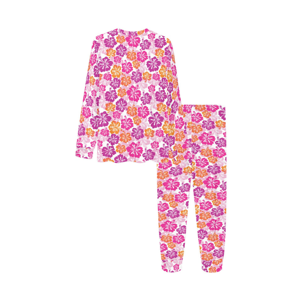 Hibiscus Pattern Print Design 01 Kids' Boys' Girls' All Over Print Pajama Set