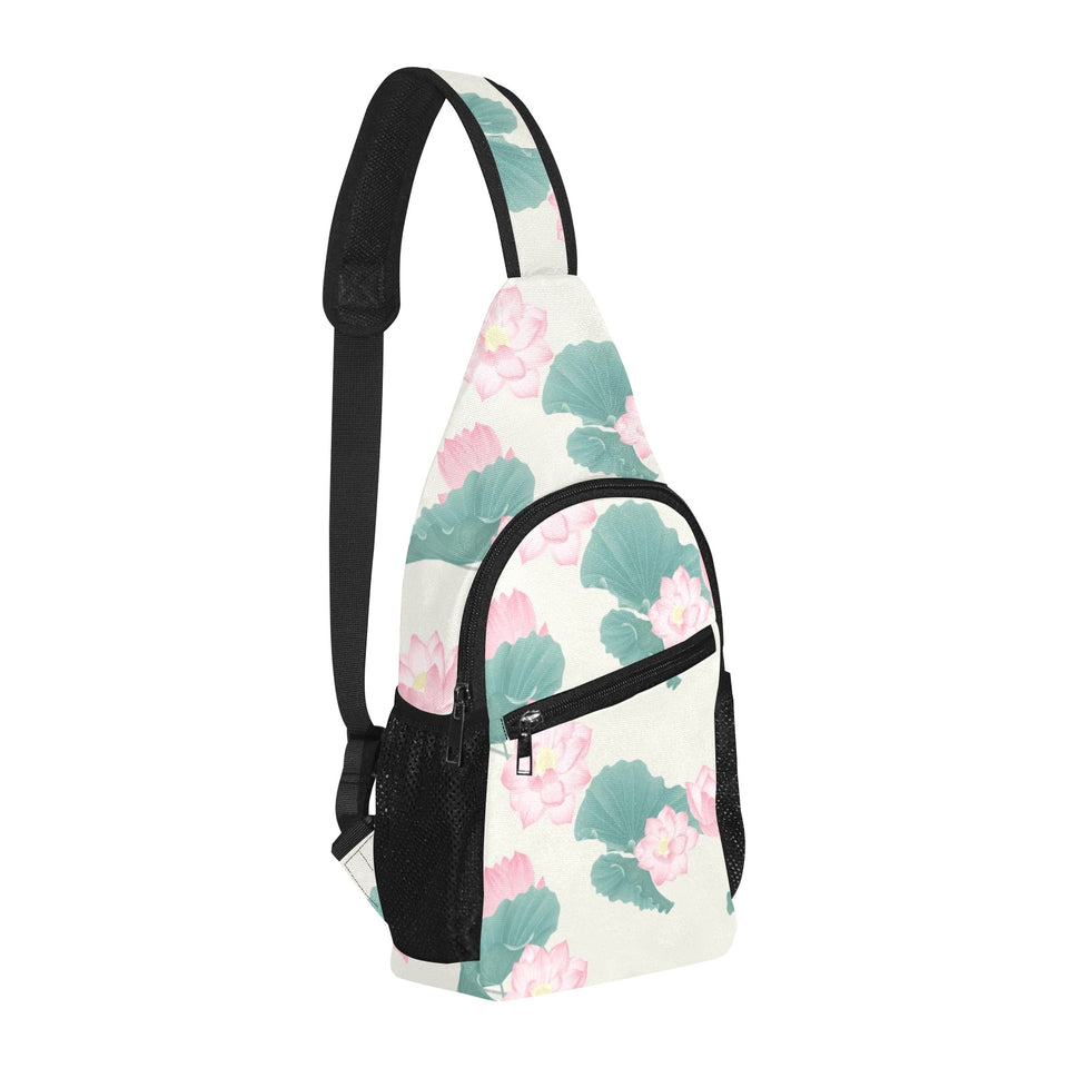 Pink lotus waterlily leaves pattern All Over Print Chest Bag