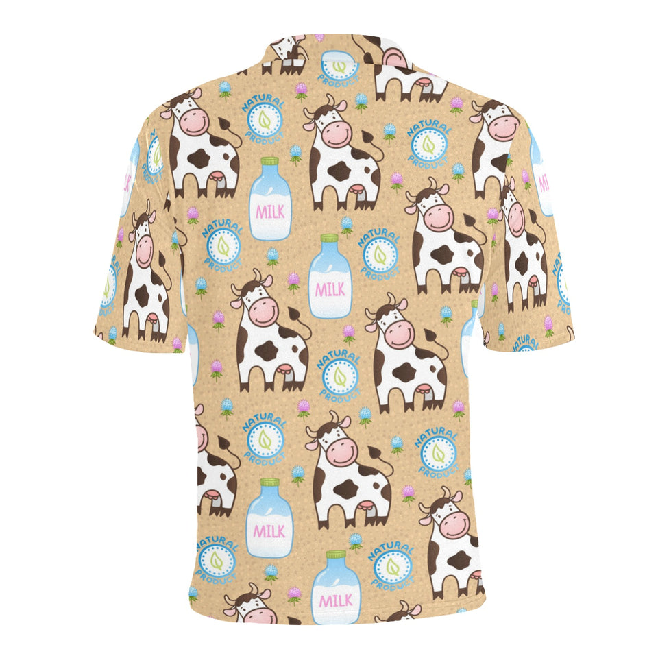 Cow bottle of milk pattern Men's All Over Print Polo Shirt