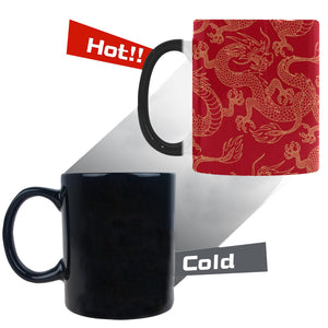 Gold dragons red background Morphing Mug Heat Changing Mug