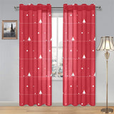 Christmas tree star snow red background Gauze Curtain
